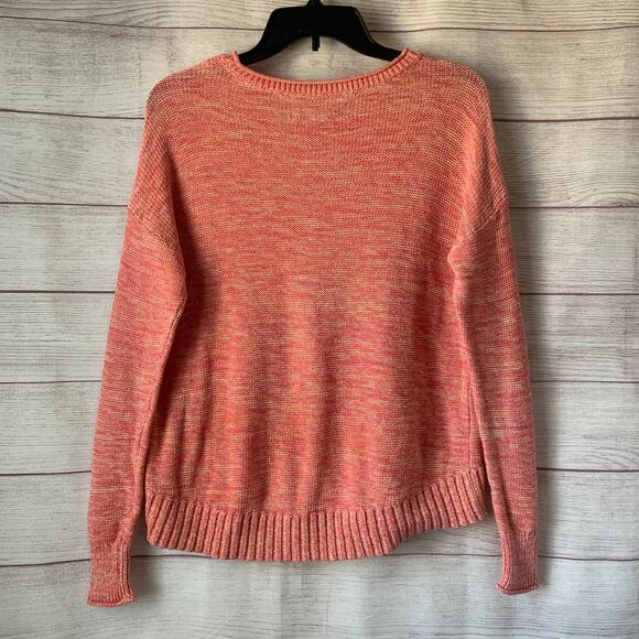 LOFT Pink Pullover Sweater Short Hi Low Bottom Long Sleeve Ribbed Detail Size XS - Picture 4 of 14